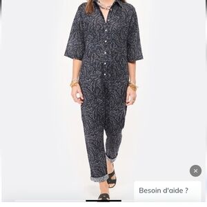 Revolve OVERLOVER Lolina Jumpsuit with Blue Paisley Print Size Small